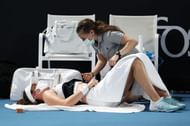 Johanna Konta receives treatment at the 2021 Australian Open